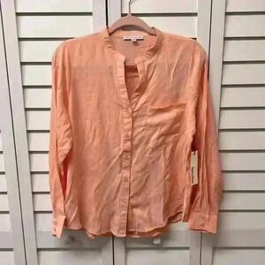 Haute Monde Long Sleeve Button Up Top Peach Size Medium NWT